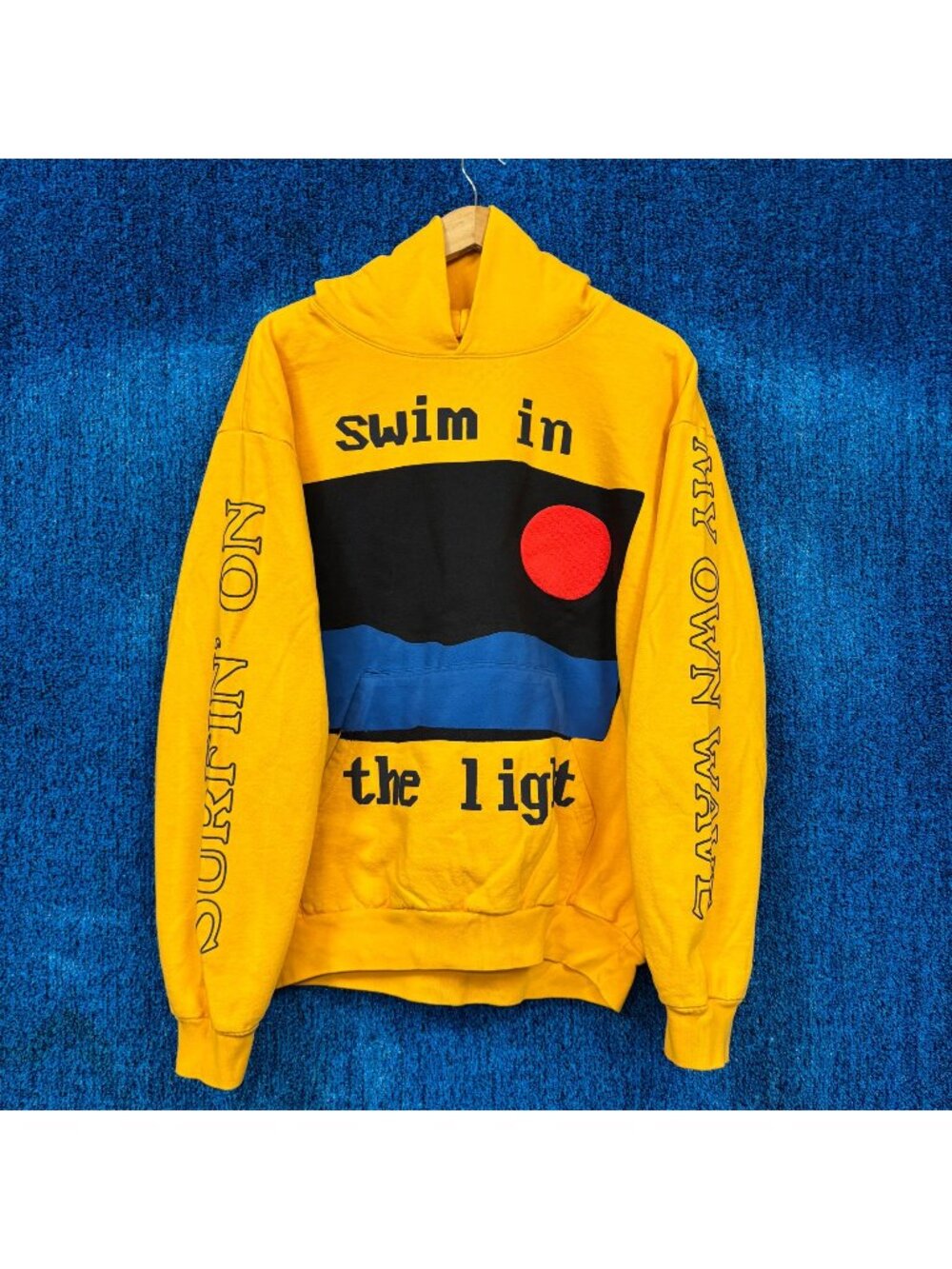 Kid Cudi Swim In The Light Rap Yellow Hoodie Size Large